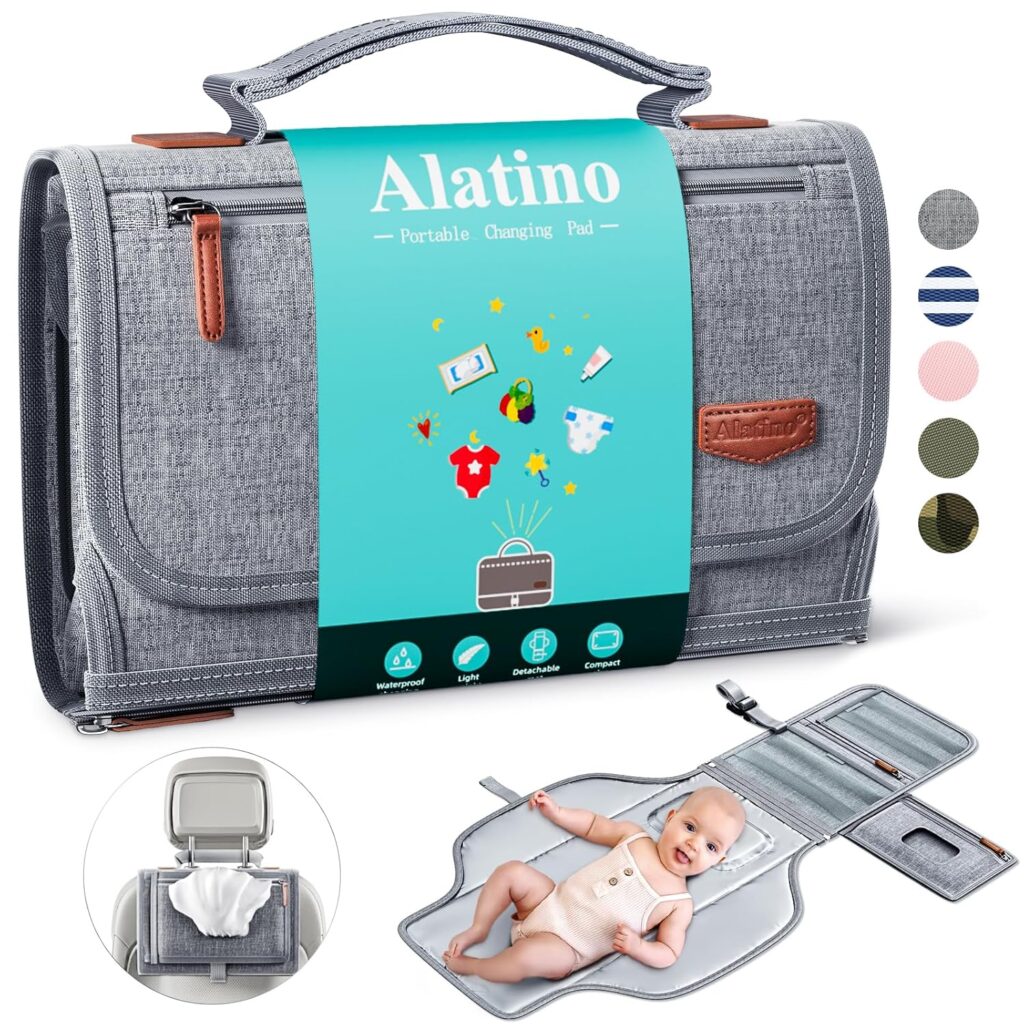 Best Portable Diaper Changing Pads –Ultimate Comparison Guide alatino portable diaper changing pad with wipes opening and memory foam pillow