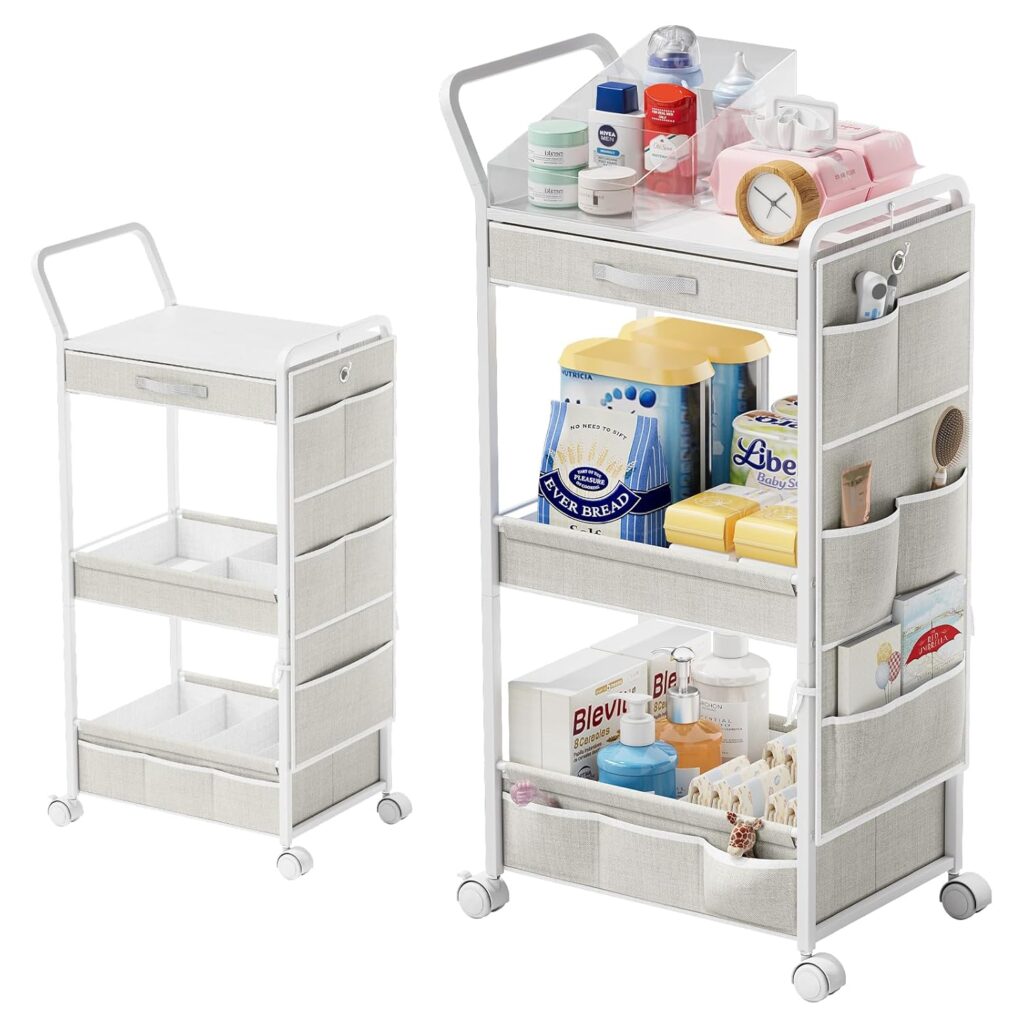 bblike diaper organizer cart, rolling utility cart, nursery storage solution