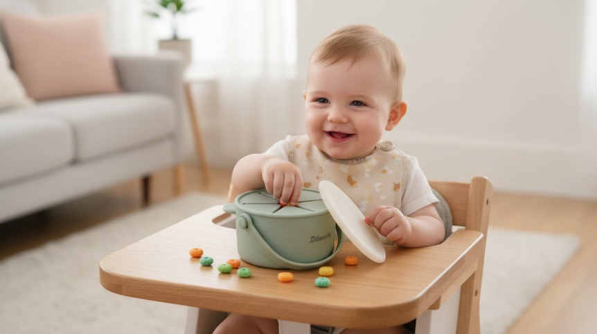 dilovely silicone baby snack cup green,toddler snack cups