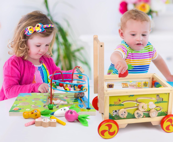 fopnets wooden activity cube 7 in 1
