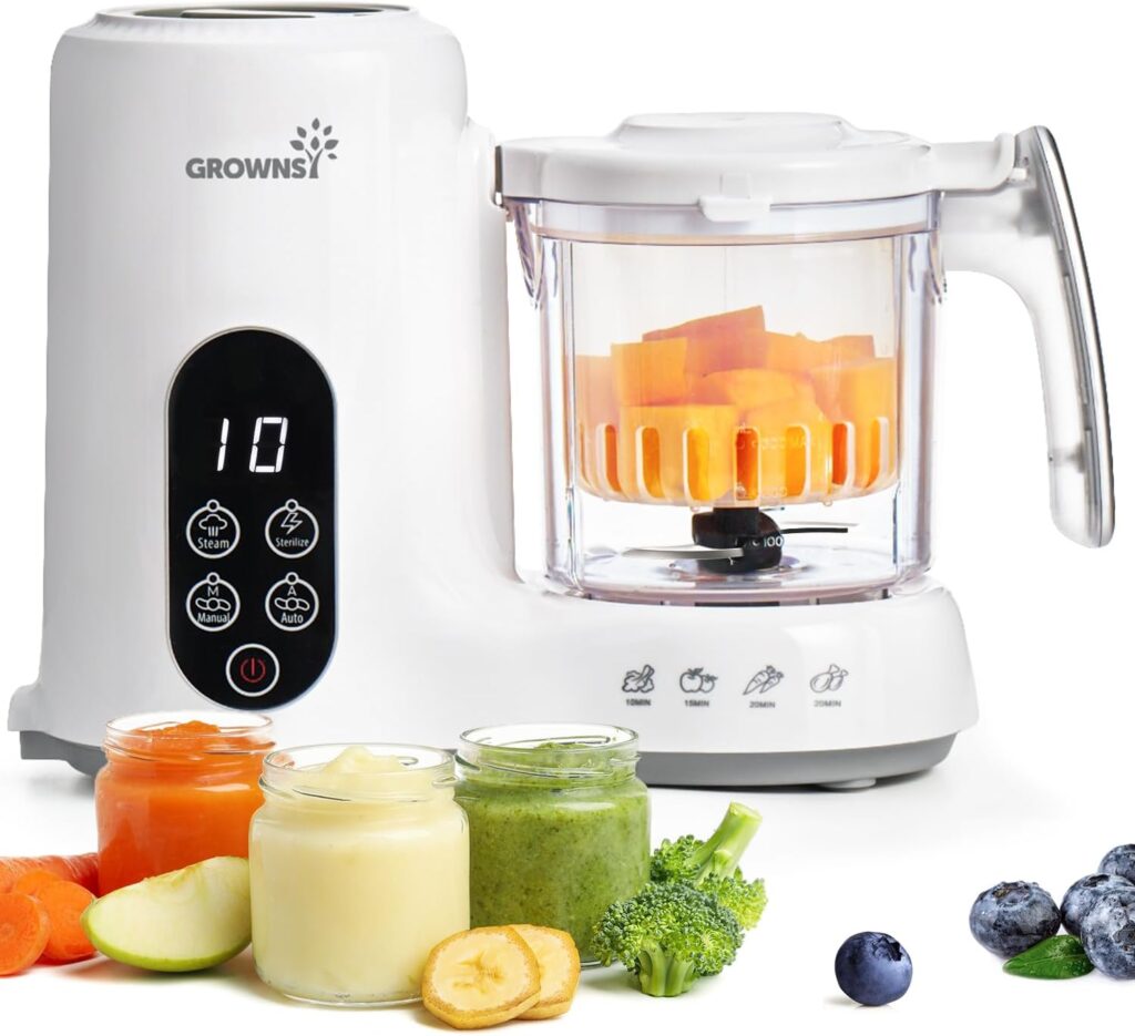 5 Best Baby Food Makers – Complete Comparison grownsy baby food maker white steam and blend machine for homemade baby food.