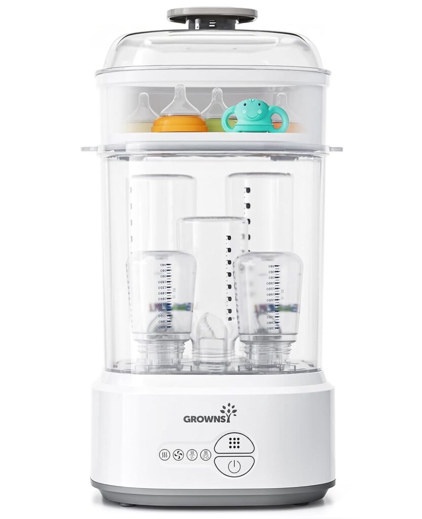grownsy compact bottle sterilizer and dryer for baby bottles