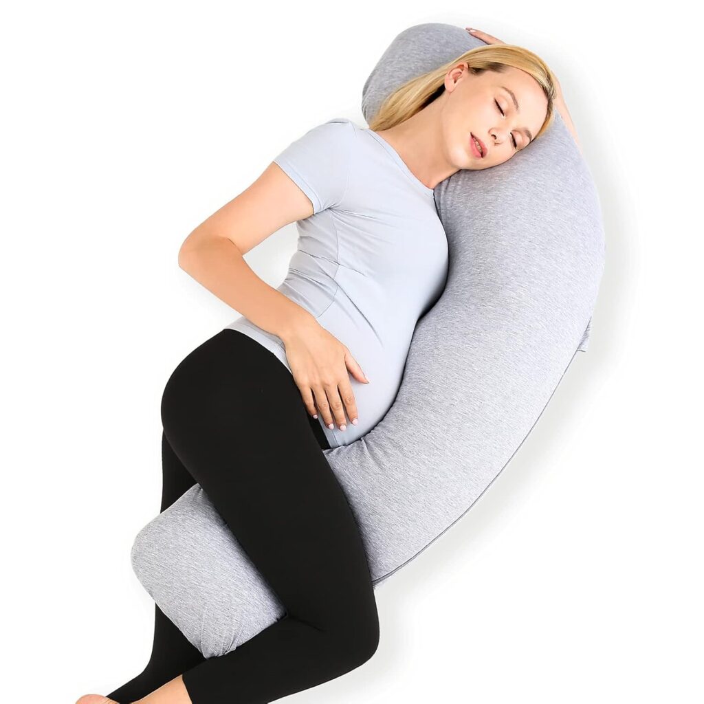 Top 5 Pregnancy Pillows : Full Body Comfort Comparison Guide momcozy j shaped pregnancy pillow grey
