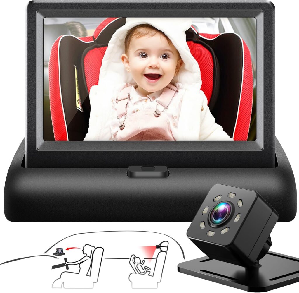 Best Baby Car Cameras & Mirrors – Top 5 Comparison Guide for Safer Backseat Monitoring shynerk baby car mirror 4.3 inch hd night vision camera for rear facing car seats.