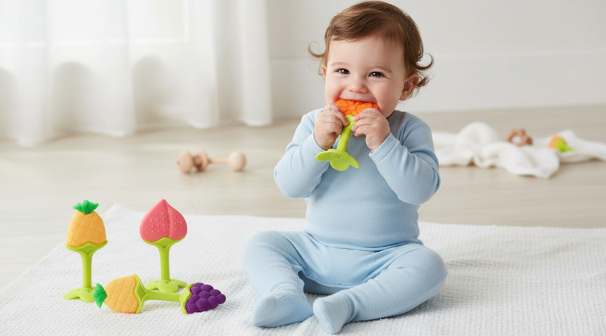 tinabless infant teething keys set fruit shapes