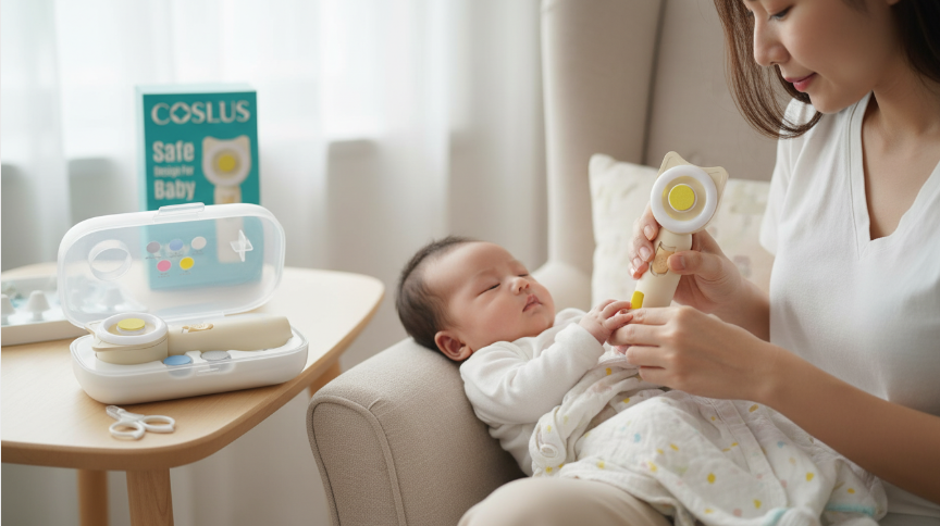coslus baby nail trimmer with 360 ring light yellow