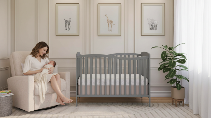 dream on me chelsea 5 in 1 convertible crib steel grey