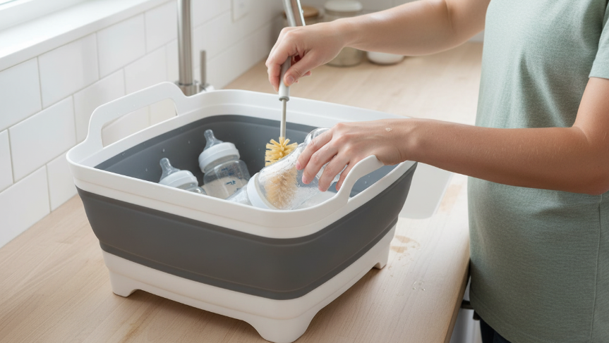 fosjgo collapsible dish basin with handles