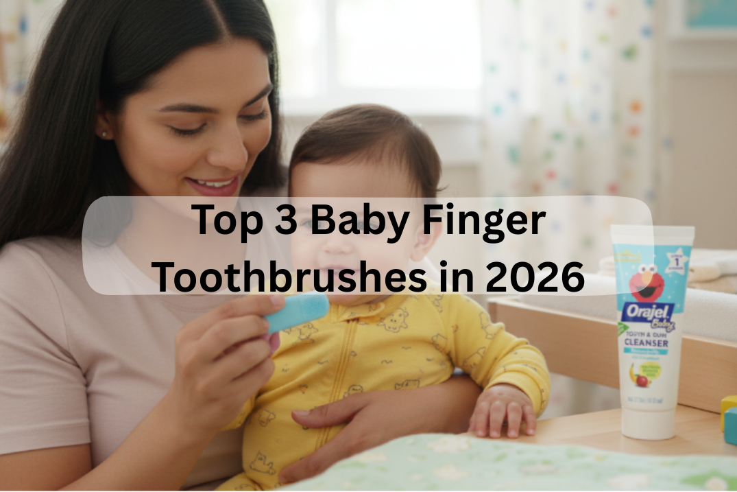 happy infant using best baby finger toothbrushes 2026