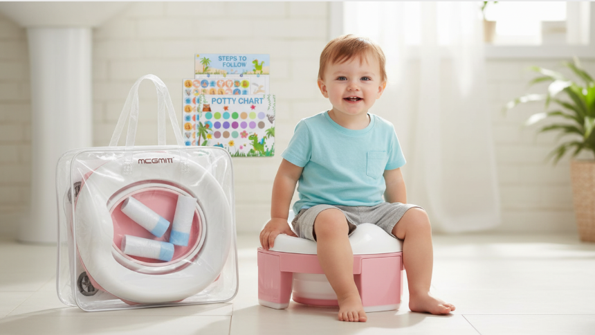 mcgmitt portable folding travel potty pink